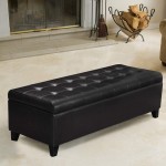Asense Faux Leather Rectangular Lift Top Storage Ottoman Long Bench Footrest Large Space Black