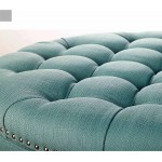 Better Homes and Gardens Round Tufted Storage Ottoman with Nailheads Multiple Finishes Aqua