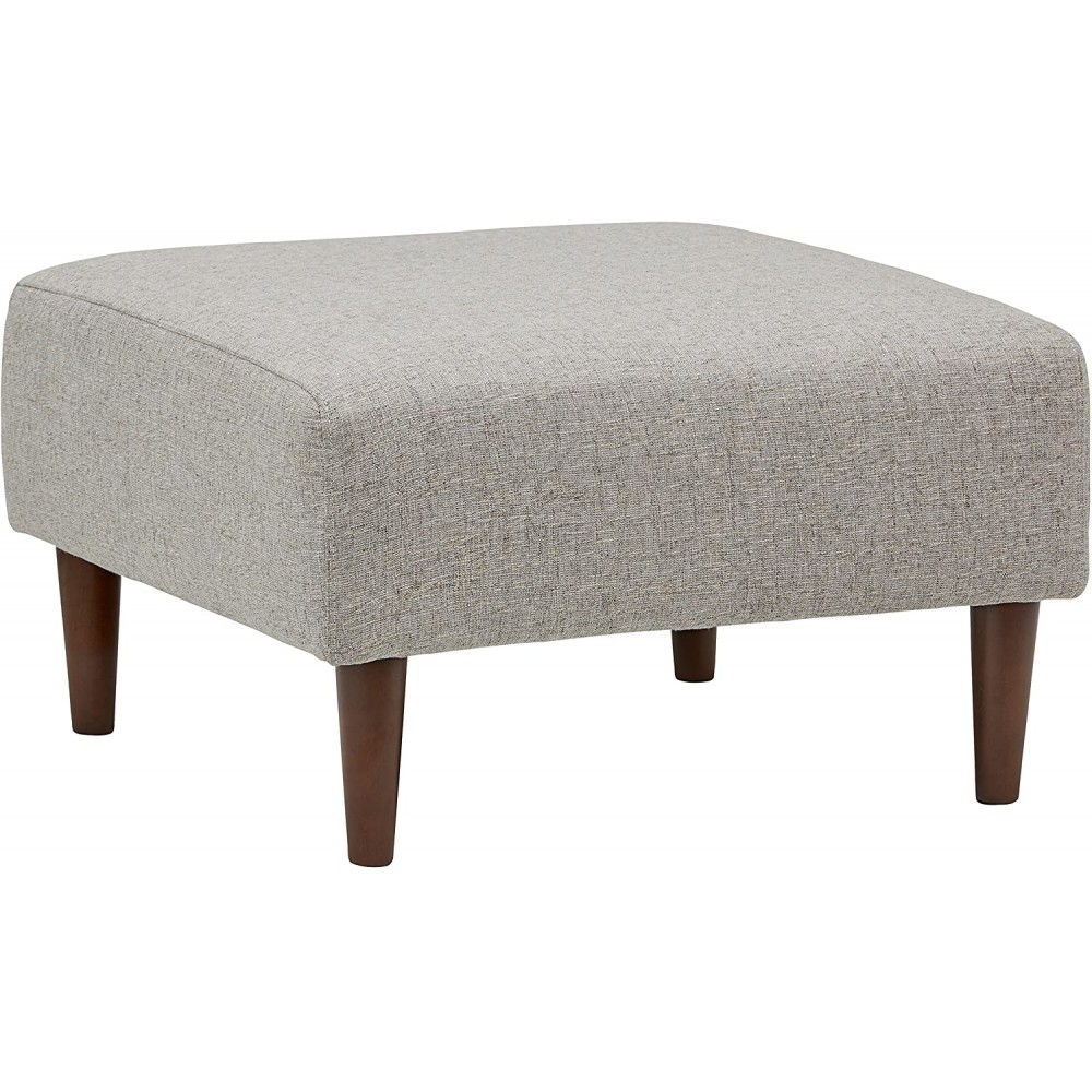 Brand – Rivet Ava Mid-Century Modern Upholstered Ottoman 25.6"W x 15.7"H Light Grey