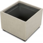 CHITA Storage Ottoman Cube with Tray,Footrest Stool Seat Serve as Side Table,Fabric in Flax