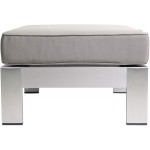 Christopher Knight Home Aya Coral Cushioned Aluminum Ottoman Silver and Khaki