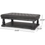Christopher Knight Home Gavin Contemporary Fabric Rectangular Ottoman Charcoal and Gray