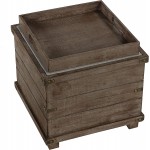 Cortesi Home Scusset Storage Chest Tray Ottoman in Fabric and Wood Grey 15.75"W x 15.75"L x 15.5"H