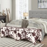 Deco De Ville 29.8" Rectangle Lift Top Storage Ottoman Bench Velvet Tufted Storage Benches with Foam Padded Seat Cows