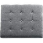 Homepop Home Decor | Upholstered Chunky Tufted Square Storage Ottoman| Hinged Lid Ottoman with Storage for Living Room & Bedroom Gray