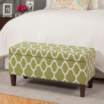 HomePop Large Upholstered Rectangular Storage Ottoman Bench with Hinged Lid Green Geometric