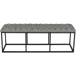 HomePop Upholstered Button Tufted Decorative Bench with Metal Base Global Print