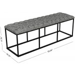 HomePop Upholstered Button Tufted Decorative Bench with Metal Base Global Print