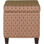 HomePop Upholstered Storage Cube Ottoman with Hinged Lid Orange Geometric