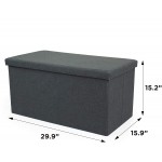 Humble Crew Grey Coffee Table Storage Ottoman with Tray