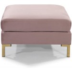 Iconic Home Girardi Modular Chaise Ottoman Coffee Table Cushion Velvet Upholstered Solid Gold Tone Metal Y-Leg Modern Contemporary Blush