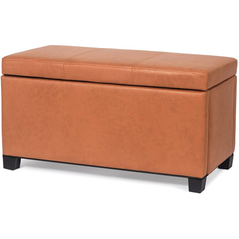 Joveco 32.1" Ottoman with Storage Bench Small Sofa for Living Room Bedroom Dark Orange