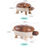 Kelendle Animal Footstool Turtle Upholstered Ottoman PU Leather Pouf Wood Foot Stool Rest for Living Room Bedroom Sofa Bench Seat Chair Grass Large Brown