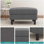 Mecor Ottoman Footrest 30" L x 24" W x 18" Fabric Bench Couch Furniture Wooden Legs Rectangular Ottoman Footstool for The Living Room Entryway Bedroom Contemporary  Gray