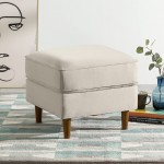 Mellow HANA Modern Upholstered Linen Fabric Ottoman Sand Grey