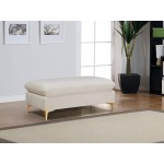 Meridian Furniture 636Cream-Ott Naomi Collection Modern | Contemporary Velvet Upholstered Ottoman Bench with Rich Gold or Chrome Legs 48" W x 22" D x 19" H Cream
