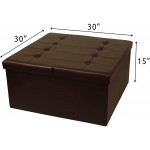 Otto & Ben Coffee Table with Smart Lift Top Tufted Folding Faux Leather Trunk Ottomans Bench Foot Rest 30" Square Chocolate