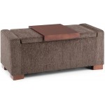 SIMPLIHOME Bretton 42 inch Wide Rectangle Lift Top Lift Top Storage Ottoman in Deep Umber Brown Fabric with Large Storage Space for the Living Room Entryway Bedroom Transitional