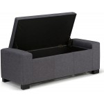 SIMPLIHOME Laredo 51 inch Wide Rectangle Lift Top Storage Ottoman in Upholstered Slate Grey Tufted Linen Look Fabric with Large Storage Space for the Living Room Entryway Bedroom Contemporary