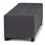 SIMPLIHOME Laredo 51 inch Wide Rectangle Lift Top Storage Ottoman in Upholstered Slate Grey Tufted Linen Look Fabric with Large Storage Space for the Living Room Entryway Bedroom Contemporary