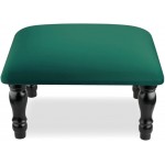 Small Foot Stool Ottoman with Stable Wood Legs Upholstered Footstool Padded Foot Rest Step Stool for High Beds Seat Chair Couch Sofa Patio Bedroom Living Room Office 9" H-Green