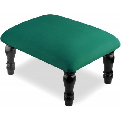 Small Foot Stool Ottoman with Stable Wood Legs Upholstered Footstool Padded Foot Rest Step Stool for High Beds Seat Chair Couch Sofa Patio Bedroom Living Room Office 9" H-Green