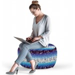 Ambesonne Blue Nautical Ottoman Pouf Hand Drawn Marine Elements Starfish Seashells Ombre Background Decorative Soft Foot Rest with Removable Cover Living Room and Bedroom Dark Purple Blue Ivory