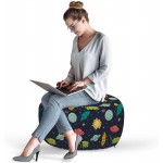 Ambesonne Outer Space Pouf Cover with Zipper Galaxy Themed Image with Stars Planets Spacecrafts and Rockets Soft Decorative Fabric Unstuffed Case 30" W X 17.3" L Multicolor