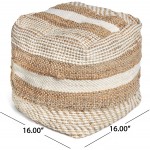 Christopher Knight Home Caiman Pouf Natural + White
