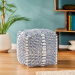 Christopher Knight Home Rolodex Pouf White + Blue