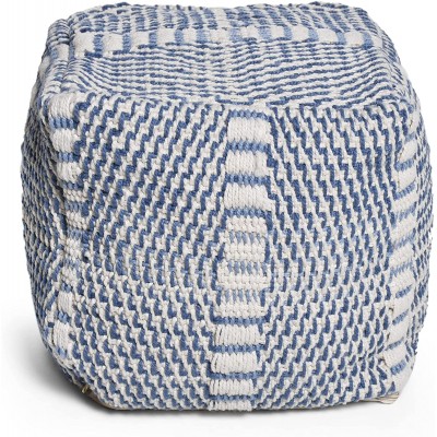 Christopher Knight Home Rolodex Pouf White + Blue