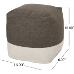 Christopher Knight Home Tattnall Contemporary Two Tone Fabric Cube Pouf Taupe Beige