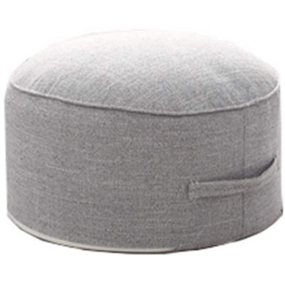 Cotton & Linen Floor Seating Pouf Round Futon Stool Case Washable Diameter 15.7",Light Grey