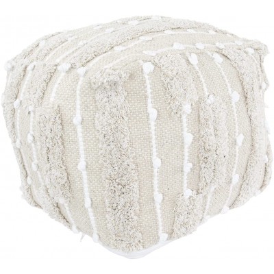 Creative Co-Op Woven Overtufted Pouf Seating White
