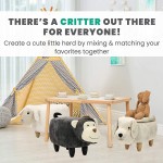 Critter Sitters 19-in. Seat Height Plush White Pouf Ottoman with 4 Spindle Legs Furniture for Nursery Bedroom Playroom and Living Room Decor