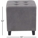 Deco 79 Modern Wood and Tufted Fabric Square Pouf 15"H x 14"L Smooth Gray Finish