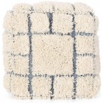 Great Deal Furniture Noble House Allegra Boho Wool and Denim Pouf in Blue and White