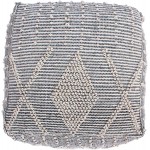 Great Deal Furniture Winnie Large Contemporary Faux Yarn Pouf Ottoman Ivory and Gray
