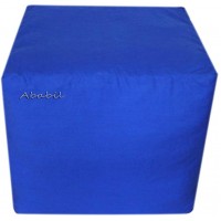 Indian Handmade Blue Solid Squar Pouf Cover Footstool Ottoman Cover Plain Pouf Floor Pouffee Cover 16X16X14 Inches