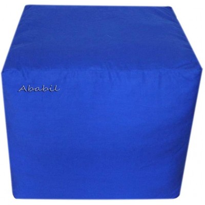 Indian Handmade Blue Solid Squar Pouf Cover Footstool Ottoman Cover Plain Pouf Floor Pouffee Cover 16X16X14 Inches