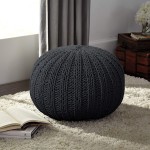L.R. Resources Array Isle Charcoal Knitted Pouf Ottoman 1'4"X1'8" Gray