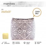 Mandala Life ART Bohemian Pouf Cube Cover- 20 inches –Luxury Artisan Room Decor Pouffe Boho Chic Seating Area Ottoman