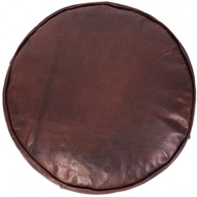 Moroccan Pouf leather Leather Pouf Ottoman Morrocan Pouf ottomanMoroccan Tabouret Leather Pouf Ottoman Luxury Leather Pouf Rond 18'' Diameter and 16" Height Brown