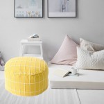 NC NC Unstuffed Pouf Cover Storage Solution Checked Cotton Linen Large Bean Bag Chair Ottoman Pouffe Cover Foot Stool for Home Nursery Decor Wedding Gifts Yellow