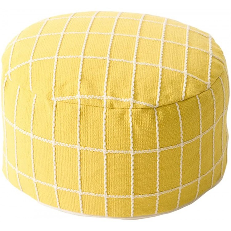 NC NC Unstuffed Pouf Cover Storage Solution Checked Cotton Linen Large Bean Bag Chair Ottoman Pouffe Cover Foot Stool for Home Nursery Decor Wedding Gifts Yellow