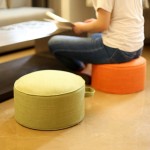 Round Pouf Foot Stools Comfortable Ottoman Floor Seat Cushion Movable Foot Rest Washable Case for Living Room Purple