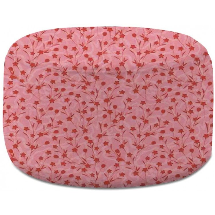 Round Pouf Ottoman Pink Modern Silhouette Small Floral Layer on Hand Drawn Free Form Cotton Linen Removable Foot Rest Floor Footstool Bean Bag Stool Outdoor Seating Pouf for Living Room Bedroom