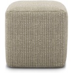 SIMPLIHOME Zelma Boho Square Woven Outdoor  Indoor Pouf in Cream and Natural Recycled PET Polyester for the Living Room Family Room Bedroom and Kids Room