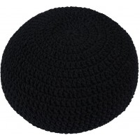 Unstuffed Pouf Cover Bean Bag Chair,Handmade Knitted Pouf Round Cotton Braid Hand Knitted Pouf Knitted Ottoman Pouf Foot Rest Handmade Home Decor Black