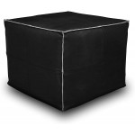 Unstuffed Square Leather Pouf Ottoman Foot Rest – Handmade Square Ottoman Leather Pouf – Genuine Leather Boho Cube Ottoman Pouf Crafted by Moroccan Artisans Black Unstuffed